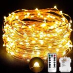 Guirlande lumineuse - diolumia - 10m - 100 micro led - blanc chaud - t�l�commande - �tanche ip65