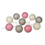 Guirlande lumineuse - silumen - boule 10 pcs - piles - 6 cm - rose
