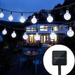 Guirlande lumineuse solaire dextrieur boule 65 m  30 led impermable  leau lumire blanche chaude ...