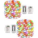 Guirlande lumineuses - zgeer - 2 * 10m 100 leds - extrieur - pile - multicolore