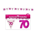 Guirlande - non sp�cifi� - 70 ans - hologramme rose - paillet� - 6 m�tres