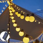 Guirlande solaire exterieur guirlande lumineuse guinguette led 5m 20 ampoules tanche 8 modes pour nol ...