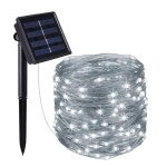 Guirlande solaire ext�rieur lumineuse jardin terrasse - ampoules led 8 modes - 7 m - blanc froid - linxor ...
