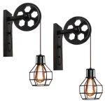 Guo 2x applique murale industrielle poulie vintage lampe de mur luminaire intrieur pour chambre salon ...