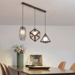 Guo lustre suspension 3 lampes industriel luminaire abat - jour noir e27 pour cuisine restaurant bar