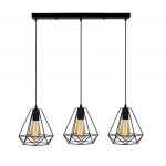 Guo suspension industrielle vintage cage dimant lampe de plafond barre 3 luminaire m�tal lustre abat ...