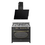 Centre de cuisson  gaz - gurari - gch e 914 bl - 90 cm - 121l - hotte aspirante 90cm