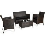 Gymax lot de 4 ensemble de salons de jardin en rotin osier canap� dext�rieur avec 1 table et 2 chaises ...