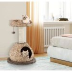 Gymax arbre � chat avec grattoir en sisal plateforme sup�rieur et niche arbre � grimper griffoir avec ...