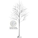 Gymax arbre de no�l blanc bouleau artificiel 180 cm avec 96 led lumineux blanc chaud base plastique d�coration ...