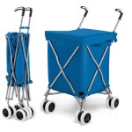 Gymax chariot de course pliable et portable chariot à roulettes avec tissu oxford pour shopping camping ... Gymax chariot de course pliable et portable chariot à roulettes avec tissu oxford pour shopping camping ...