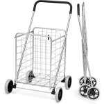 Gymax chariot de courses pliable avec roues pivotantes 360� avec poign�e r�glable en hauteur capacit� ...