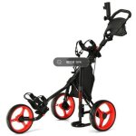 Gymax chariot de golf compact  3 roues pliable avec roue arrire freine poigne rglable  4 positions ...