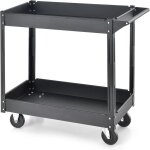 Gymax chariot  outils  2 niveaux servante de rangement en mtal robuste avec 4 roues pour garage atelier ...