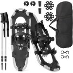 Gymax ensemble de raquettes  neige lgres 53 cm fixation  double cliquet btons de randonne et sac ...
