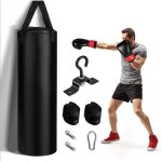 Gymax ensemble sac de frappe adulte 30x100cm sac de boxe suspendu avec gants de boxe et support plafond ...