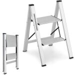 Gymax escabeau à 2 marches pliable charge max 150 kg marchepied en aluminium portable antidérapant pour ... Gymax escabeau à 2 marches pliable charge max 150 kg marchepied en aluminium portable antidérapant pour ...