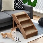 Gymax escalier pliable pour chien avec 4 marches rampe descalier avec feutre confortable et coussinets ...