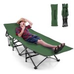 Lit de camping pliant - gymax - charge 160kg - conception ergonomique - tissu r�sistant � leau