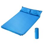 Matelas de camping gymax double autogonflant avec 2 oreillers gonflables - bleu