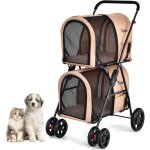 Gymax poussette chien pliable charge 16kg chariot pour animaux de campagnie pour chien chat chiot chaton ...