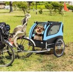Gymax remorque de v�lo pliable pour chien et chat moyennes et petits avec roues universelles 3 portes ...