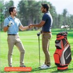 Gymax sac chariot de golf avec capuchon de pluie sac de golf portable avec 14 divisions et 7 poches  ...