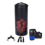 Gymax sac de frappe pour enfant 10kg avec 2 gants et corde � sauter sac de boxe en pu avec crochet pour ...