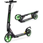 Gymax trottinette pliable 95 x 37 x 865 - 101cm en alliage daluminium avec freinage charge max 100kg ...