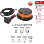 Gyrophare led magntique extra plat homologu 12v - 24v allume cigare