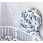 Gz * 3m tour de lit coussin serpent coussin tress� pare - chocs velours protection b�b� (blanc + gris ...