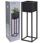 H&s collection pot de fleurs sur pied mtal noir 70 cm 424176