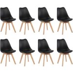 H. j wedoo lot de 8 chaises de salle � manger design contemporain scandinave - noir