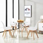 H. j wedoo ensemble table  manger de 2  4 personnes transparente + 4 chaises scandinaves blanches - ...