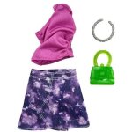 Habit barbie - jupe violette et top et sac a main et collier - set v�tement poupee et mini - poupee et ...