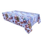 Habitable - nappe en toile cire rectangulaire neige - 140 x 250 cm - bleu