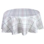 Habitable - nappe en toile cir�e ronde carreau - diam. 135 cm - ecru