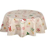 Habitable - nappe en toile cire ronde santa claus - diam. 135 cm - ecru