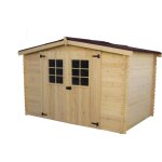 Habrita - abri de jardin en bois madriers - 5 m - bois massif avec grande faade