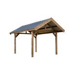 Habrita carport en sapin trait trs haute temprature  215c - 355 x 504 cm