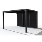 Habrita - pergola bioclimatique aluminium avec des ventelles latrales aluminium mobiles