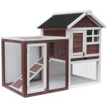 Poulailler - habrita - po1206 - bicolore rouge / blanc - toit bitum - 076 m - 2 - 3 poules