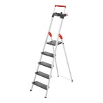 Escabeau de sécurité - hailo - l100 - aluminium - 5 marches - antidérapant xxl Escabeau de sécurité - hailo - l100 - aluminium - 5 marches - antidérapant xxl