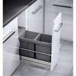 Hailo poubelle de cuisine tri slectif 2 bacs encastrable 30l (15 + 15) tandem