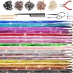 Hair tinsel set 3200 m�ches 48 pouces 16 couleurs clipser lamettes cheveux avec outils femmes filles ...