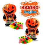 Halloween 2 tirelires citrouille garnies de bonbons dragibus haribo