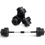 Costway kit halt�res r�glable musculation 30kg 2 en 1 halt�re courte poids 8 x 25kg + 8 x 125kg poign�e ...