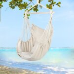 Hamac chaise suspendu ext�rieur pour jardin - 130x100cm - avec deux coussin confortable en coton beige ...