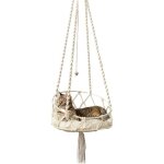Hamac pour chat - suspendu au plafond tiss - en macram avec coussin amovible - balanoire pour chat ...