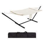 Hamac double 12ft avec support en acier - toile matelass�e 450lb - barre en bois dur - sac de transport ...
